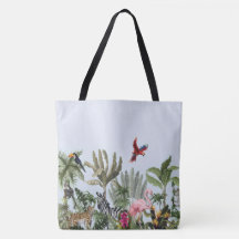 Tropical Jungle Wildlife Square Silk Scarf