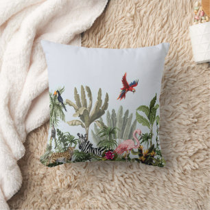 Tropical Jungle Wildlife Throw Pillow