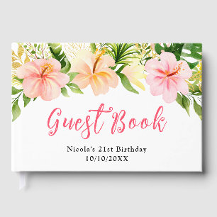Tropical Jungle with Foliage Birthday Guest Book