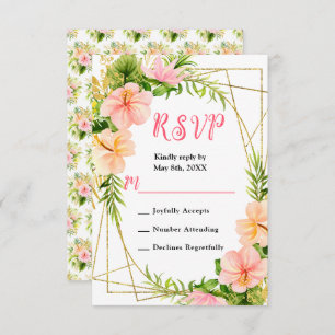 Tropical Jungle with Foliage Wedding RSVP Card
