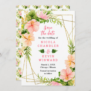 Tropical Jungle with Foliage Wedding Save The Date