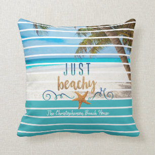 Tropical JUST BEACHY Beach Two Tone Personalised Cushion