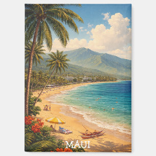 Tropical Ka’anapali Beach Maui Vintage Travel Magnet