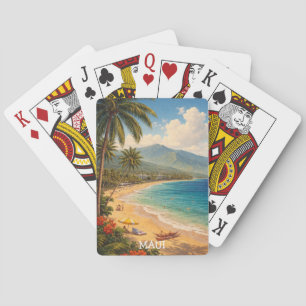 Tropical Ka’anapali Beach Maui Vintage Travel Playing Cards