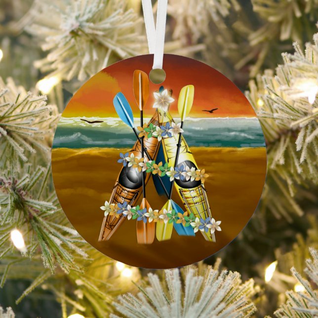 Tropical Kayak Christmas Tree Metal Tree Decoration (Insitu)