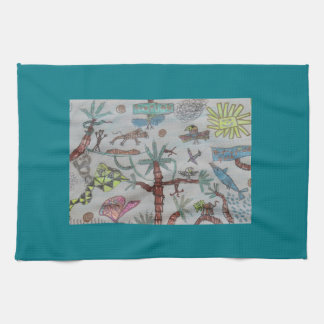 Tropical kids tea towel