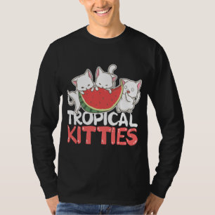 Tropical Kitties Funny Cat Kitten Watermelon T-Shirt