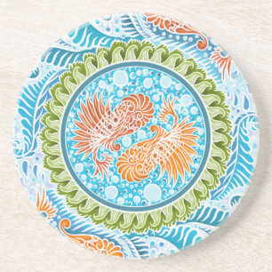 Tropical Koi Mandala  Coaster