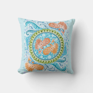 Tropical Koi Mandala Vibrant Ocean Zen Art Cushion