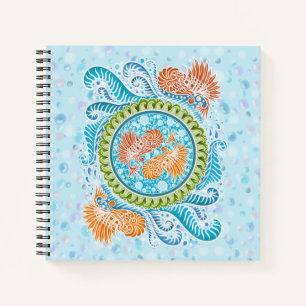 Tropical Koi Mandala   Vibrant Ocean Zen Art Notebook