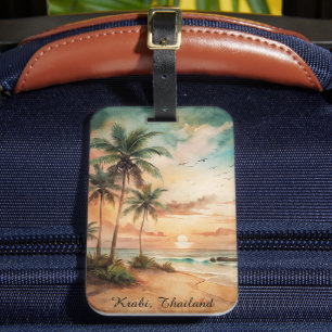 Tropical Krabi Thailand Beach Sunset Luggage Tag