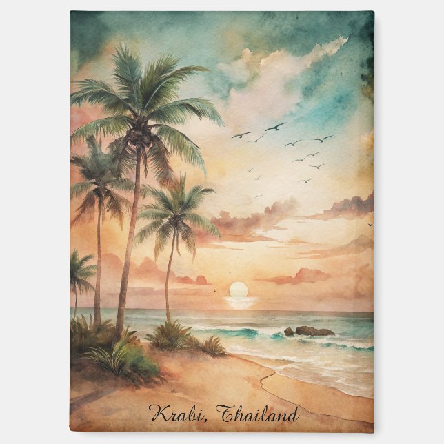 Tropical Krabi Thailand Beach Sunset Magnet (Front)