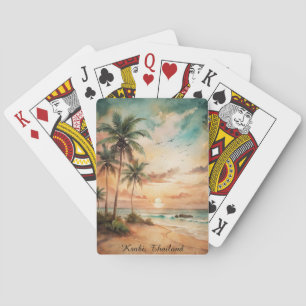 Tropical Krabi Thailand Beach Sunset Playing Cards