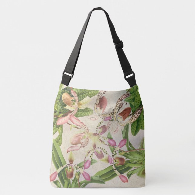 Tropical Ladys Slipper Orchid Flowers Floral Bag (Front)