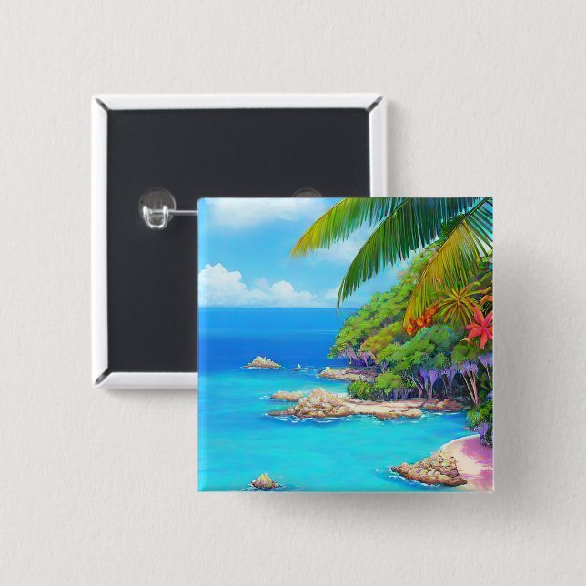 Tropical lagoon 15 cm square badge (Front & Back)