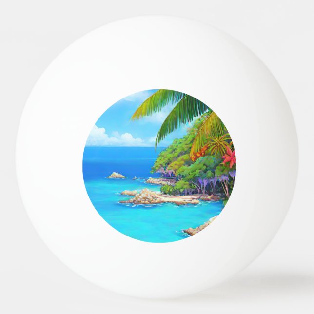 Tropical lagoon ping pong ball (Front)