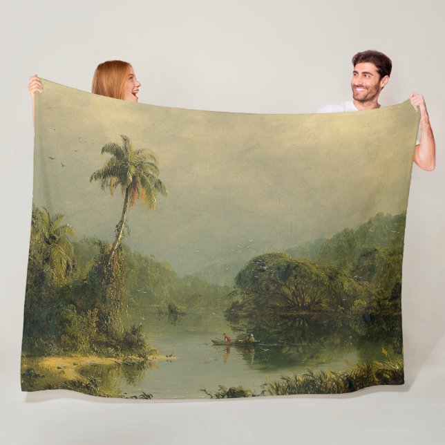 Tropical Landscape Frederic Edwin Church Fleece Blanket (In Situ)