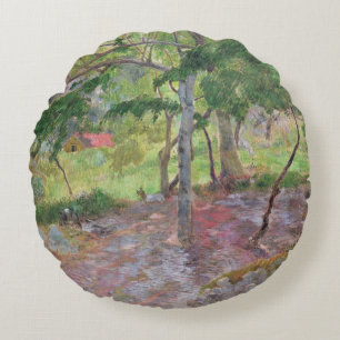 Tropical Landscape, Martinique, 1887 Round Cushion