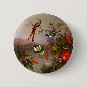 Tropical Landscape with Ten Hummingbirds Heade 6 Cm Round Badge