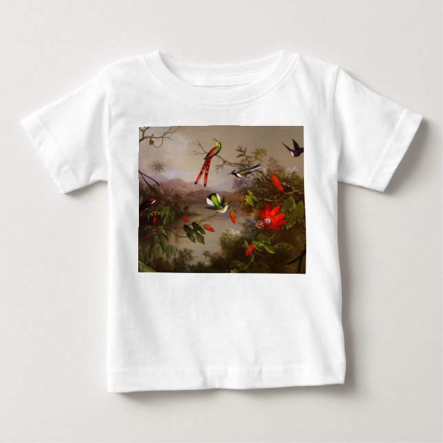 Tropical Landscape with Ten Hummingbirds Heade Baby T-Shirt (Front)