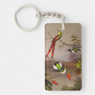 Tropical Landscape with Ten Hummingbirds Heade Key Ring