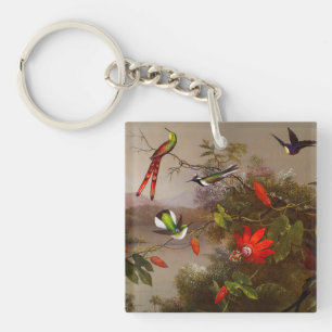 Tropical Landscape with Ten Hummingbirds Heade Key Ring
