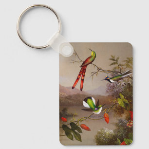 Tropical Landscape with Ten Hummingbirds Heade Key Ring