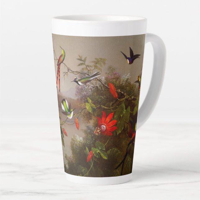 Tropical Landscape with Ten Hummingbirds Heade Latte Mug (Right Angle)