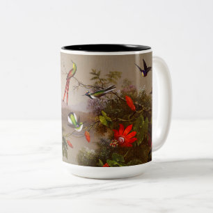 Tropical Landscape with Ten Hummingbirds Heade Two-Tone Coffee Mug