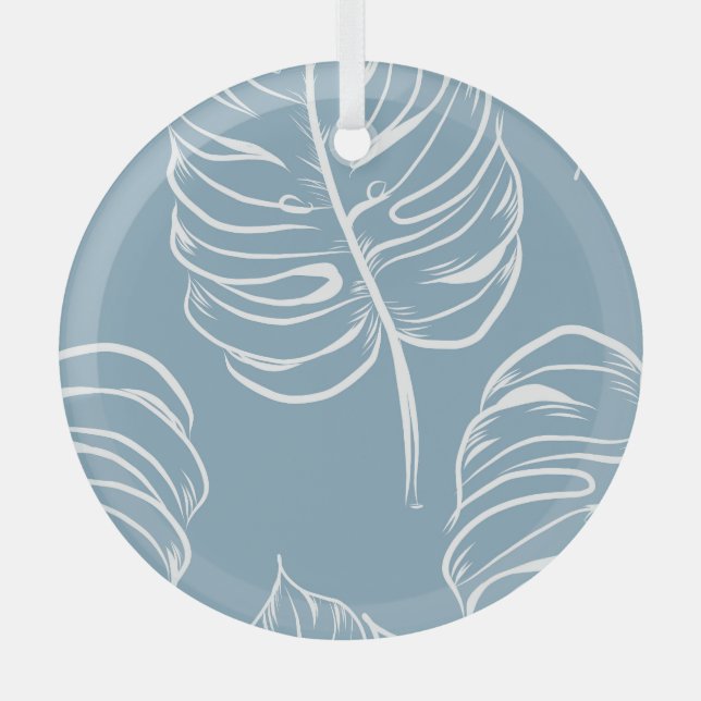 Tropical Leaf Abstract: Seamless Greenery. Glass Tree Decoration (Front)