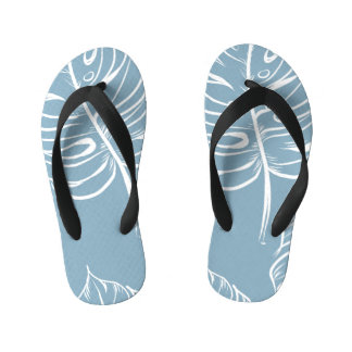 Tropical Leaf Abstract: Seamless Greenery. Kid's Jandals