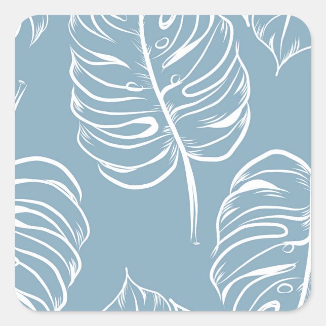 Tropical Leaf Abstract: Seamless Greenery. Square Sticker (Front)