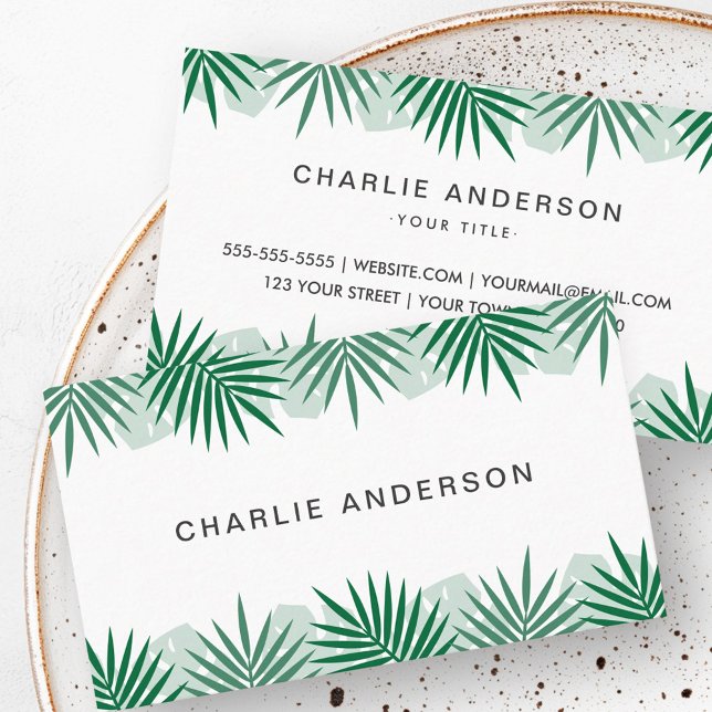 Tropical leaf border business cards (Tropical leaf border business cards)