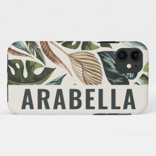 Tropical leaf botanical personalised name Case-Mate iPhone case