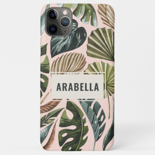 Tropical leaf botanical personalised name Case-Mate iPhone case