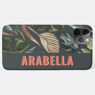 Tropical leaf botanical personalized name Case-Mate iPhone case