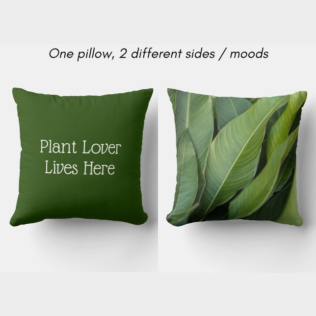 Tropical Leaf Botanical Plant Lover Lives Here Cushion (Creator Uploaded)