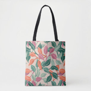Tropical Leaf Coral Green Botanical Chic Everyday Tote Bag