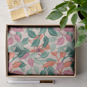 Tropical Leaf Coral Green Botanical Chic Light Tissue Paper