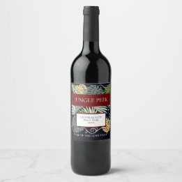 Tropical Leaf Design Wine Beverage Label Set