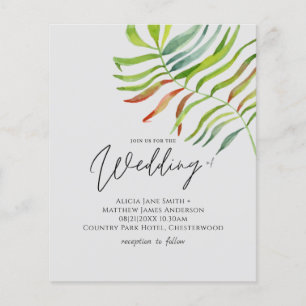 Tropical Leaf Destination Beach Wedding Invitation