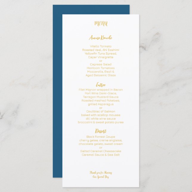 Tropical Leaf Gold Palm Frond Wedding Menu (Front/Back)