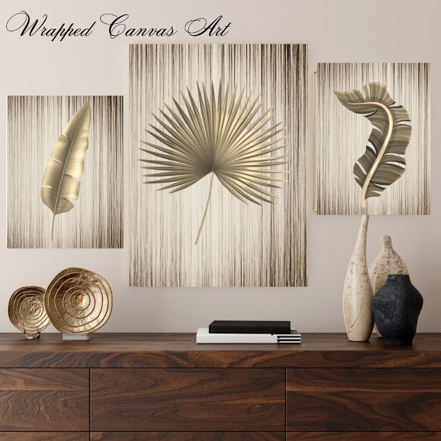 Tropical Leaf Gold with Bronze Background  Canvas Print (Creator Uploaded)