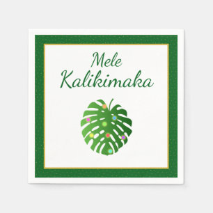 Tropical Leaf Hawaiian Christmas Lights Chic Party Napkin