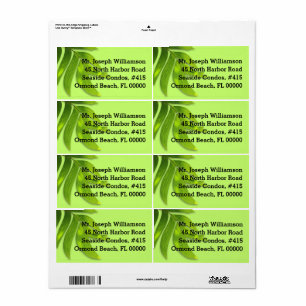 Tropical Leaf Lime Green Custom Shipping Labels