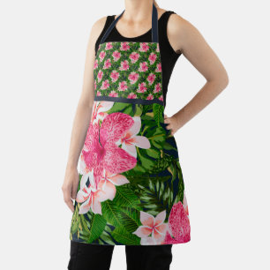 Tropical Leaf Mixed Print Floral Apron