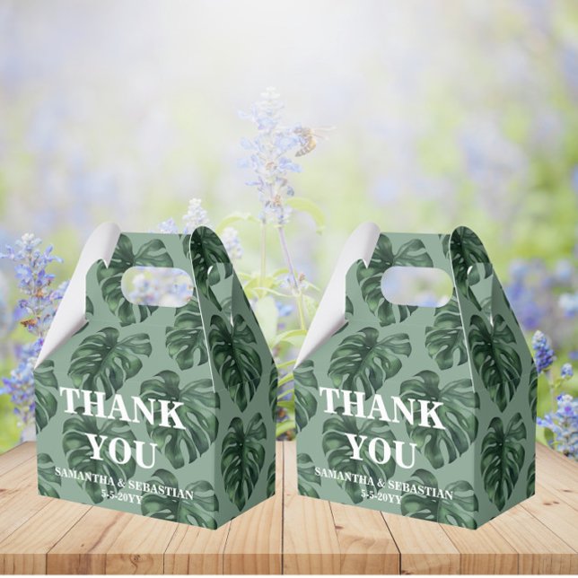 Tropical Leaf Monstera Greenery favour box (Creator Uploaded)