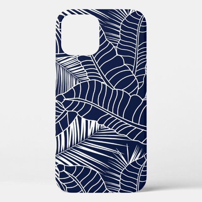 Tropical leaf, navy blue background Case-Mate iPhone case (Back)