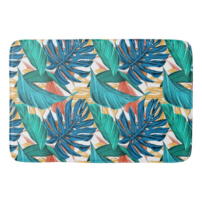 Tropical Leaf Paradise Design for Stylish Bath Mat (Front)