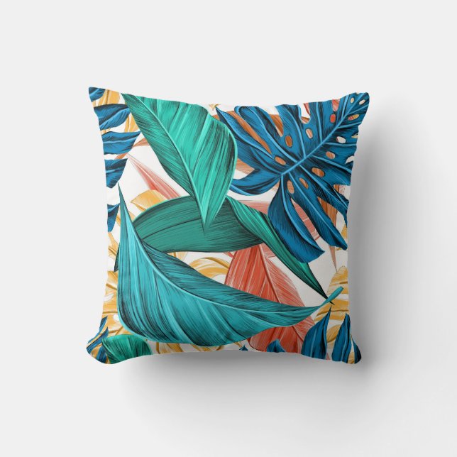 Tropical Leaf Paradise Design for Stylish Cushion (Front)